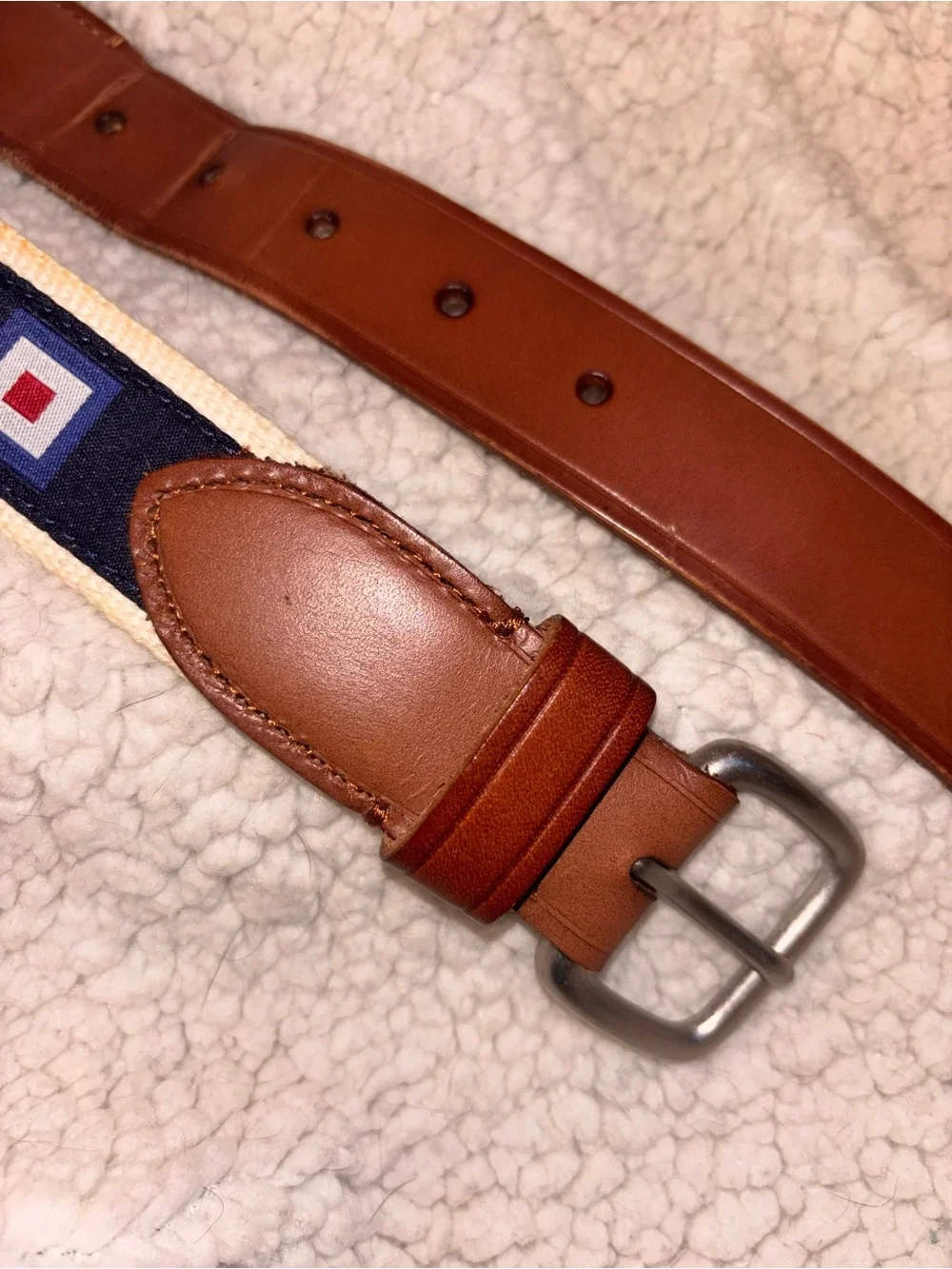 J.Crew Men’s Size 34 Nautical Signal Flag Ribbon Belt Leather Canvas